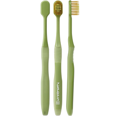 EBiSU PREMIUM CARE ECO #62 Japanese toothbrush detail showing regular head, medium bristles and eco-friendly handle design, Made in Japan