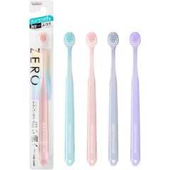 EBiSU ZERO PREMIUM CARE Rich Compact toothbrush (Medium) shown with packaging and multiple colour options, made in Japan