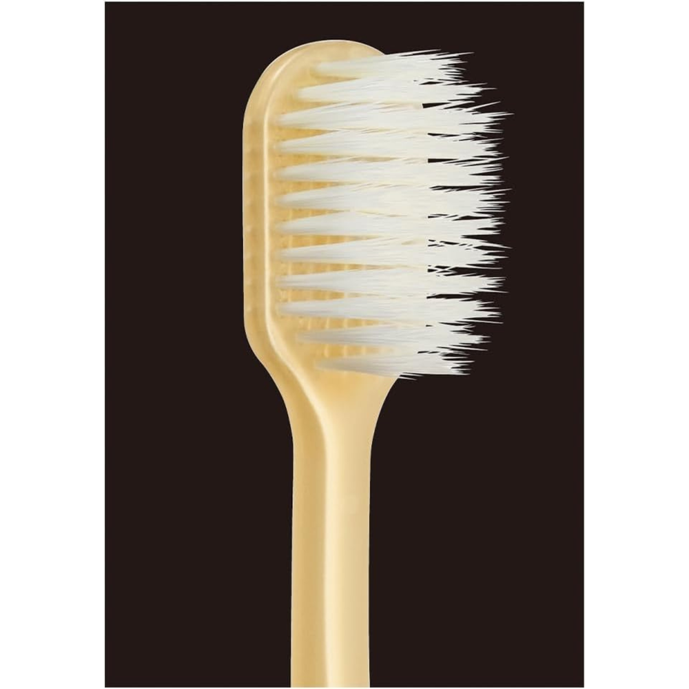 Close-up of EBiSU KIWAMI Premium Care #61 #62 Japanese toothbrush showing ultra-dense bristles for deep cleaning
