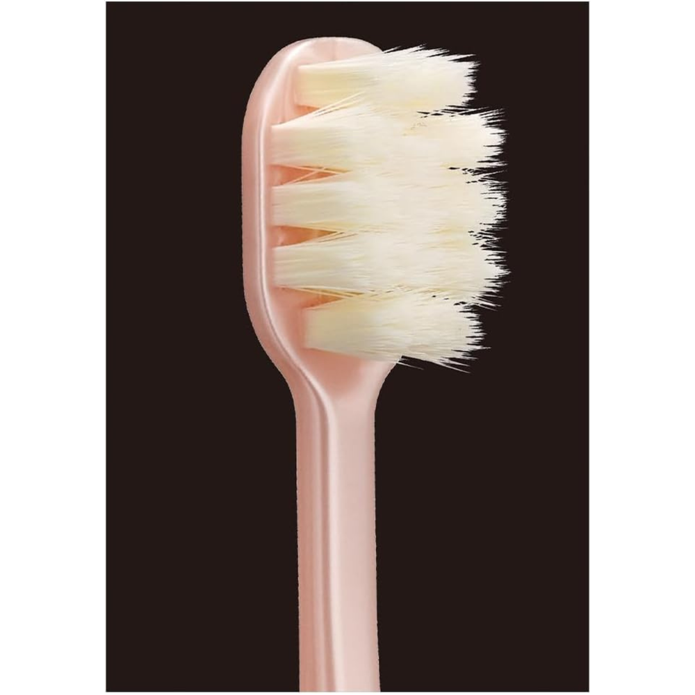 Close-up of EBiSU KIWAMI Premium Care Fluffy N60 N61 Japanese toothbrush bristles showing dense brush tips, Made in Japan