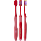 EBiSU Massage Plus K61 soft toothbrush front back and side view, Japanese soft bristle gum care toothbrush