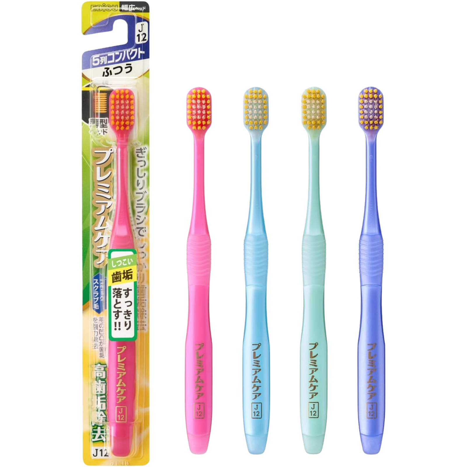 EBiSU Premium Care Select J12 Japanese toothbrush with 5-row compact head and medium bristles Main image
