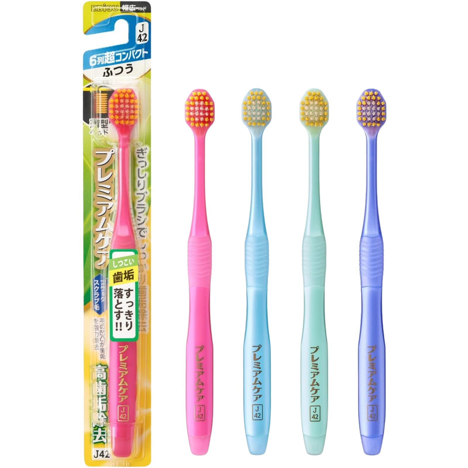 EBiSU Premium Care Select J42 Japanese toothbrush with extra compact head and medium bristles, made in Japan Main image