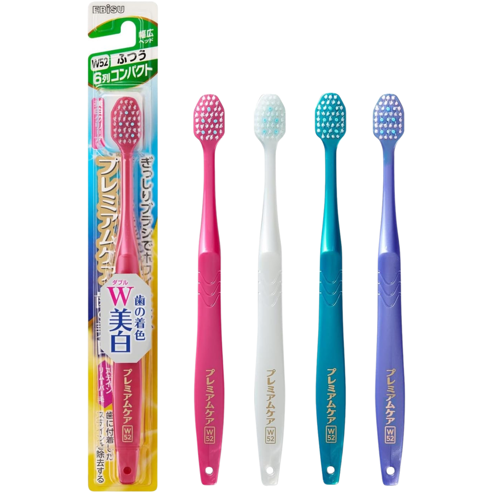 EBiSU PREMIUM CARE SELECT W52 Japanese toothbrush with compact head and whitening bristles, made in Japan, available in the UK