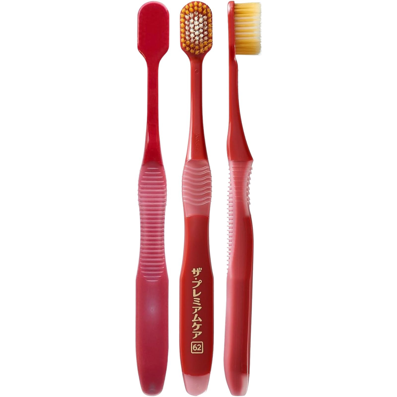 EBiSU The Premium Care 62 Japanese Toothbrush｜Regular Head Medium Bristles｜Side and Front View｜Made in Japan High-density bristles for precise gum care