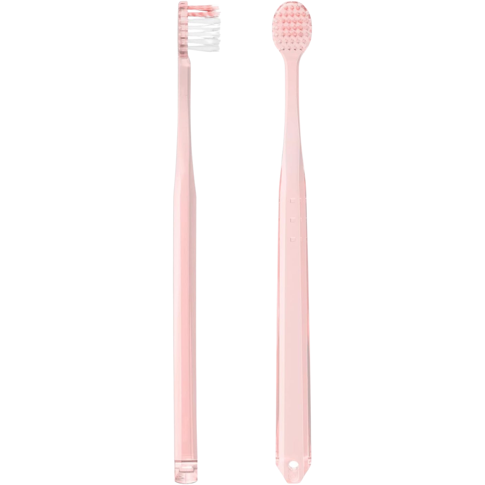 EBiSU ZERO PREMIUM CARE Rich Compact toothbrush (Medium) shown from front and back, made in Japan