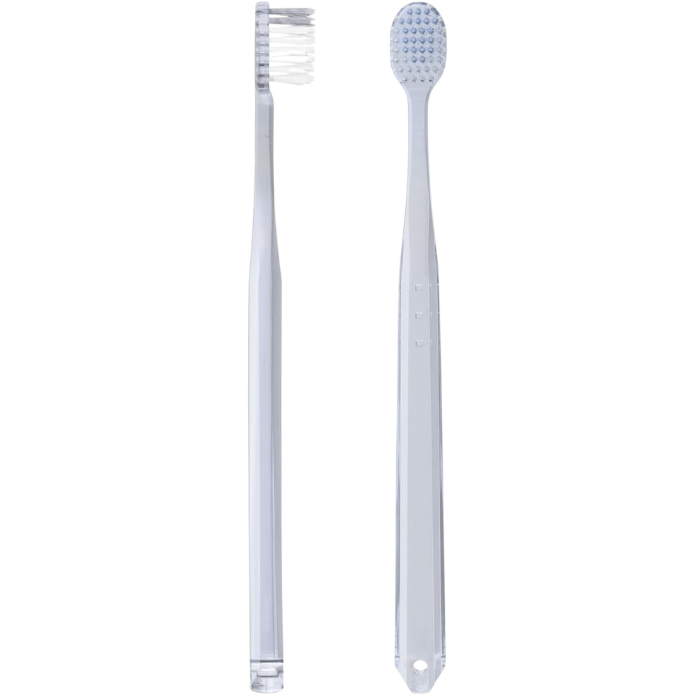 EBiSU ZERO PREMIUM CARE Rich Regular medium toothbrush shown from front and side, made in Japan