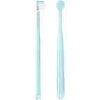 EBiSU Zero Premium Care Rich Ultra Compact toothbrush with medium bristles, front and side view