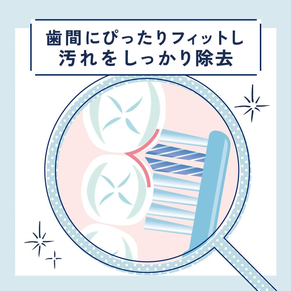 Ora2 me Spiral Catch Japanese toothbrush fitting between teeth for effective interdental cleaning