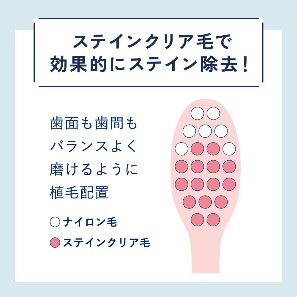 Ora2 me Stain Clear Japanese toothbrush bristle design showing stain clear bristles and nylon bristles for stain removal